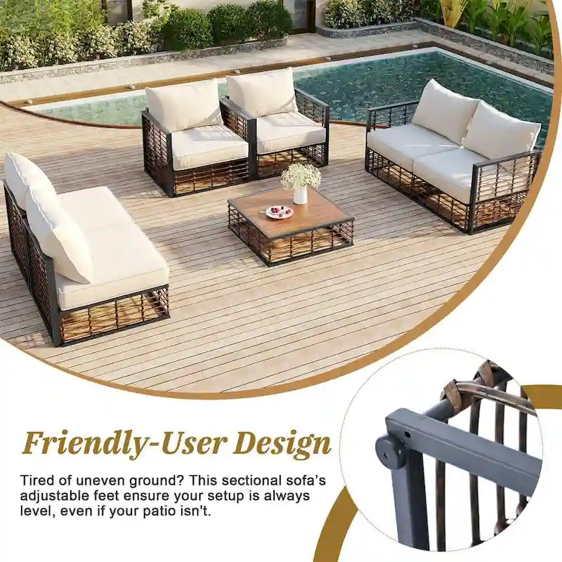 Set di divani componibili da esterno, set mobili da giardino, 7 pezzi