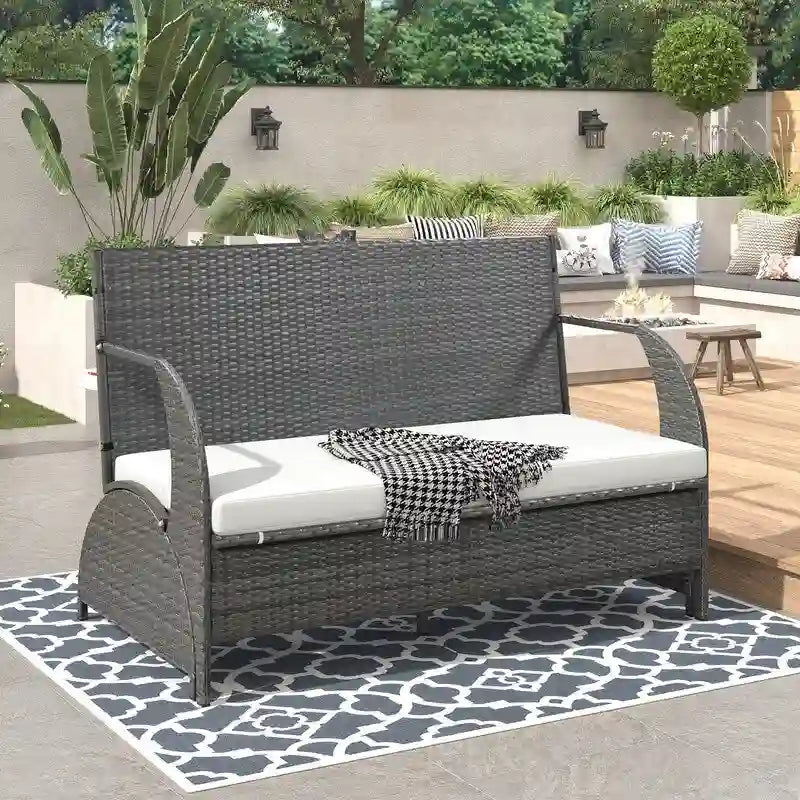 Set Divanetto da Giardino Esterno e Tavolo da Pranzo Convertibile