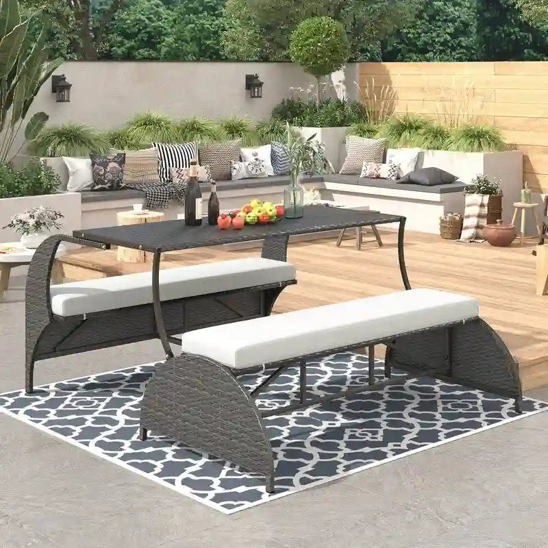Causeuse de jardin d'extérieur convertible en table à manger