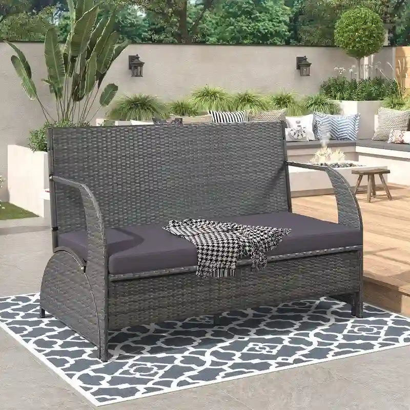 Set Divanetto da Giardino Esterno e Tavolo da Pranzo Convertibile