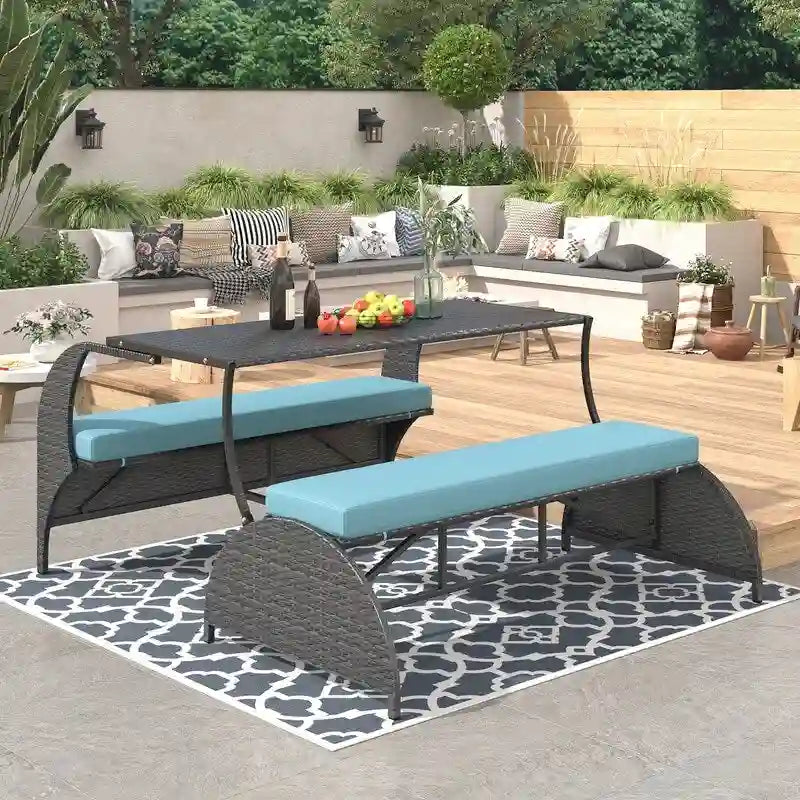 Set Divanetto da Giardino Esterno e Tavolo da Pranzo Convertibile