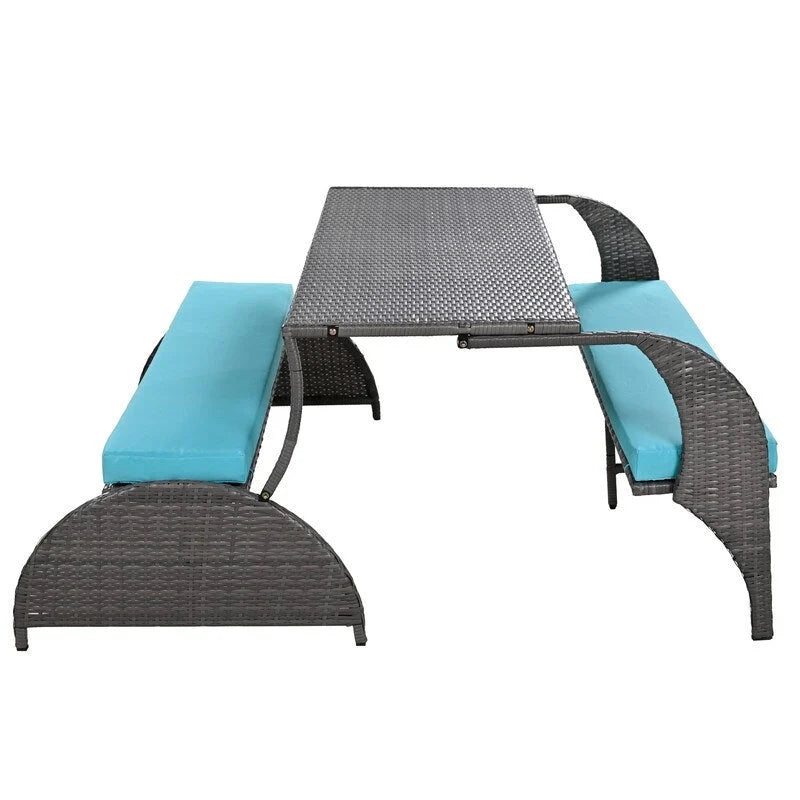 Set Divanetto da Giardino Esterno e Tavolo da Pranzo Convertibile