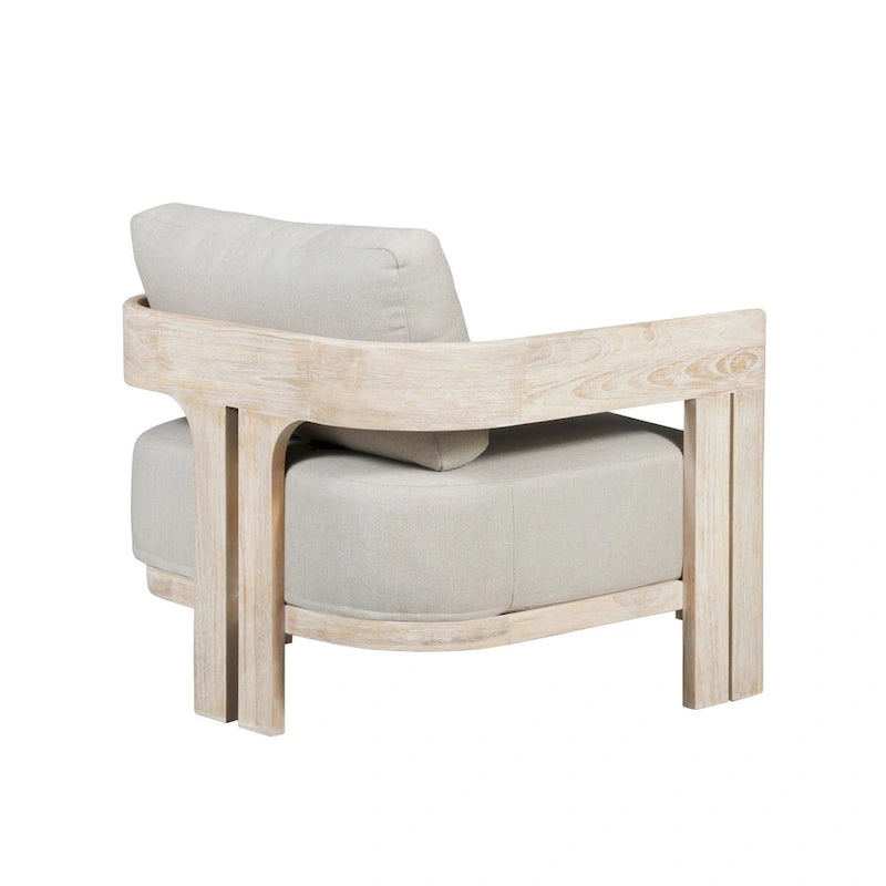 Sedia Paradiso per esterni in legno massello di teak dall'aspetto naturale - Tessuto grigio
