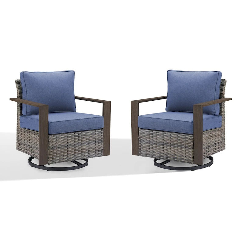 Sedia girevole da esterno in rattan vimini Gymojoy - Marrone