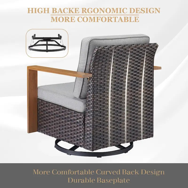 Sedia girevole da esterno in rattan vimini Gymojoy - Marrone