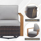 Sedia girevole da esterno in rattan vimini Gymojoy - Marrone