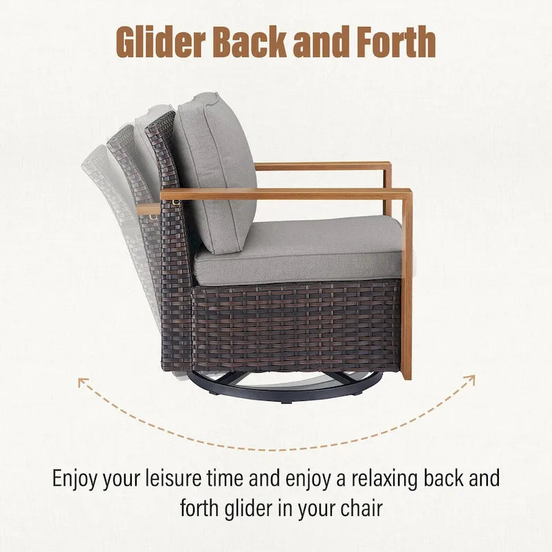 Sedia girevole da esterno in rattan vimini Gymojoy - Marrone