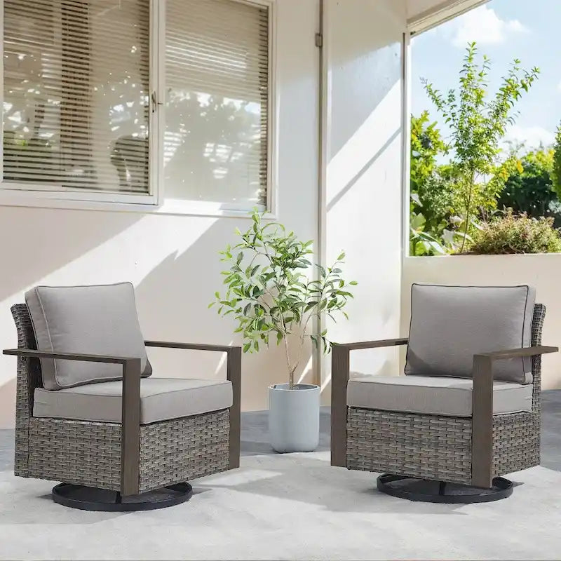 Sedia a dondolo da esterno con cuscini resistenti all'acqua - Grigio