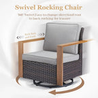 Divano Ottomana da Esterno con Sedie a Dondolo - Marrone