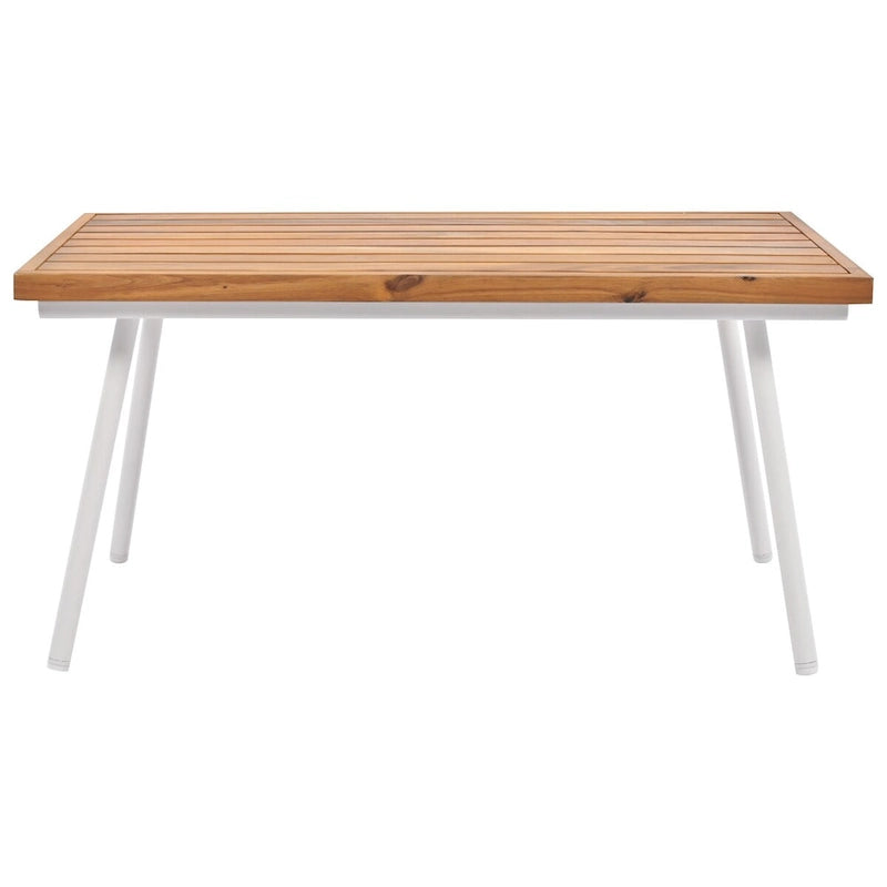 Set da conversazione da esterno Boho beige 4 pezzi con tavolo in legno di acacia, corda in PP fatta a mano e struttura in metallo, piedini regolabili