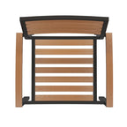 Tavolo in finto teak quadrato da 36" con struttura in acciaio nero e foro per ombrellone e 4 sedie Club