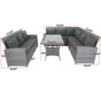 MM Set da esterno componibile a 5 pezzi in vimini per patio
