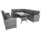 MM Set da esterno componibile a 5 pezzi in vimini per patio