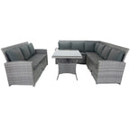 MM Set da esterno componibile a 5 pezzi in vimini per patio