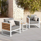 Set divano da esterno in alluminio, tavolino laterale, 2 poltrone, cuscini