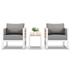 Set divano da esterno in alluminio, tavolino laterale, 2 poltrone, cuscini