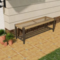 2-Tier Iron Frame Leather-Look Resin Wicker Bench