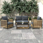 Nuovo Set da Salotto da Esterno 4 Pezzi con Divano in Rattan PE Marrone e Cuscini Grigi