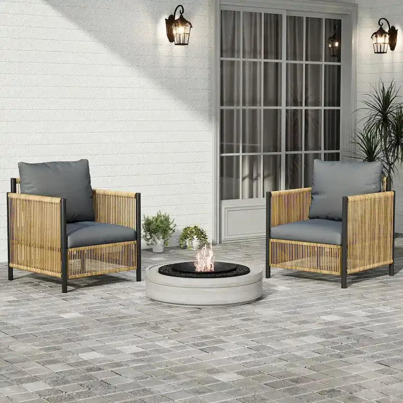 Nuovo Set da Salotto da Esterno 4 Pezzi con Divano in Rattan PE Marrone e Cuscini Grigi