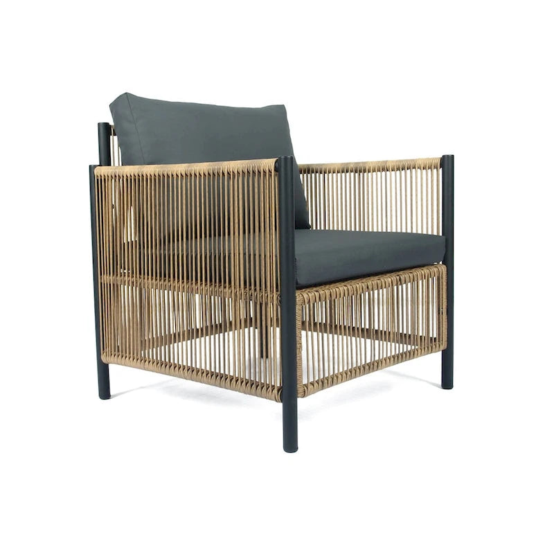 Nuovo Set da Salotto da Esterno 4 Pezzi con Divano in Rattan PE Marrone e Cuscini Grigi