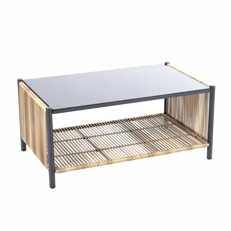 Nuovo Set da Salotto da Esterno 4 Pezzi con Divano in Rattan PE Marrone e Cuscini Grigi