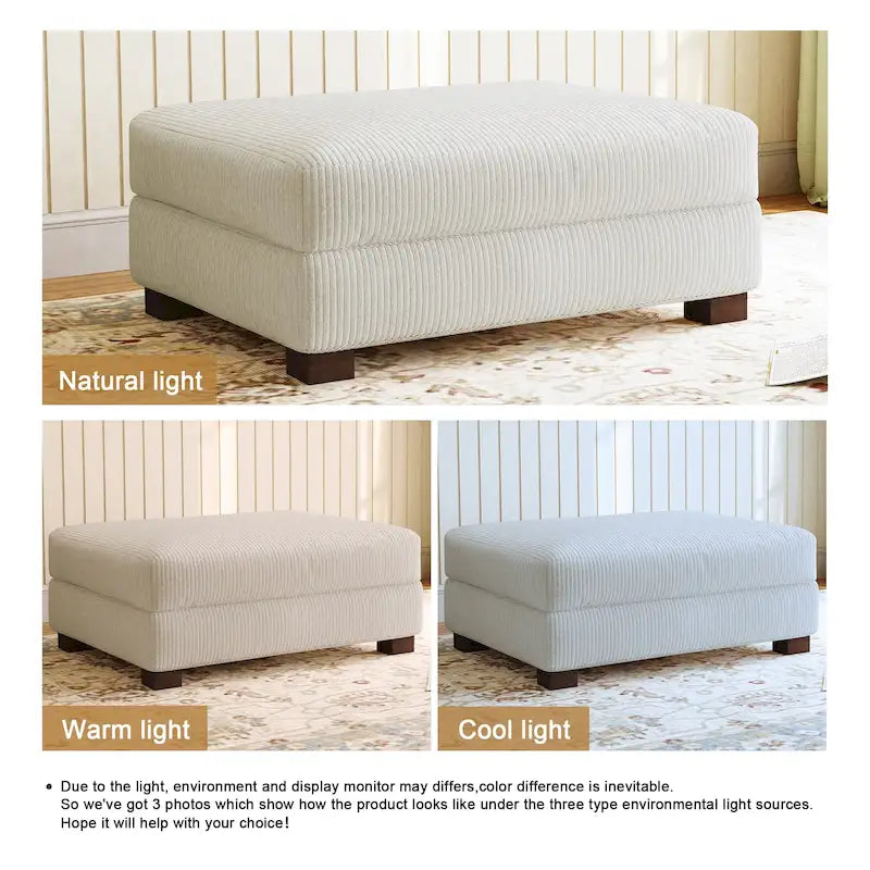 Pouf Ottomano Accento Oversize in Velluto a Coste Moderno
