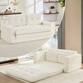 Mjkone Divano Letto Futon Convertibile 2-in-1 da 180 cm, in Tessuto a Coste, Pieghevole con Bottoni Trapuntati, Salvaspazio