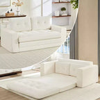 Mjkone Divano Letto Futon Convertibile 2-in-1 da 180 cm, in Tessuto a Coste, Pieghevole con Bottoni Trapuntati, Salvaspazio