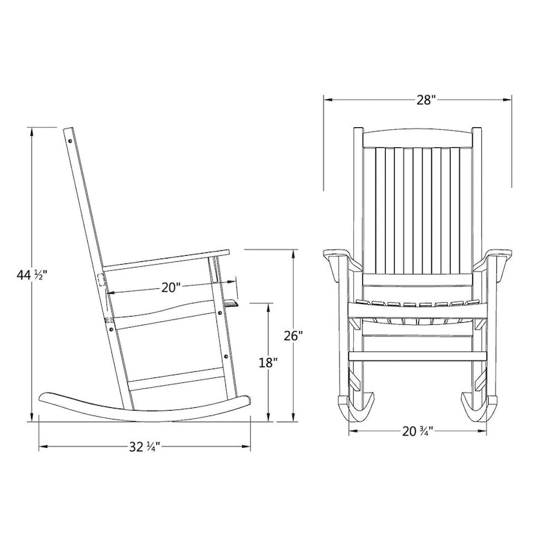 Sedia a dondolo da esterno in legno Cambridge Casual Monroe, 2 pezzi