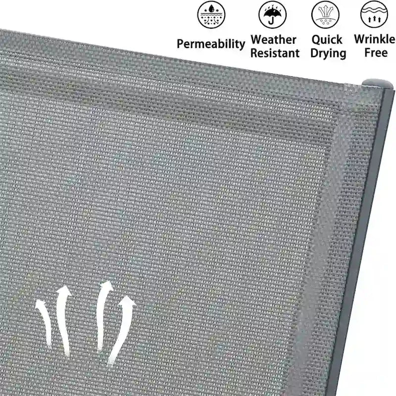 Set di 3 sedie a sdraio da patio, sedia prendisole in polipropilene con 5 posizioni regolabili (2 sedie a sdraio + 1 tavolo)