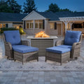 Set mobili da giardino 5 pezzi con tavolo braciere - Grigio