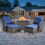 5 Piece Patio Furniture with Fire Pit Table - Grey