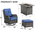 Set mobili da giardino 5 pezzi con tavolo braciere - Grigio
