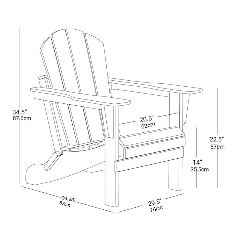 Sedia Adirondack Ergonomica Pieghevole con Gambe