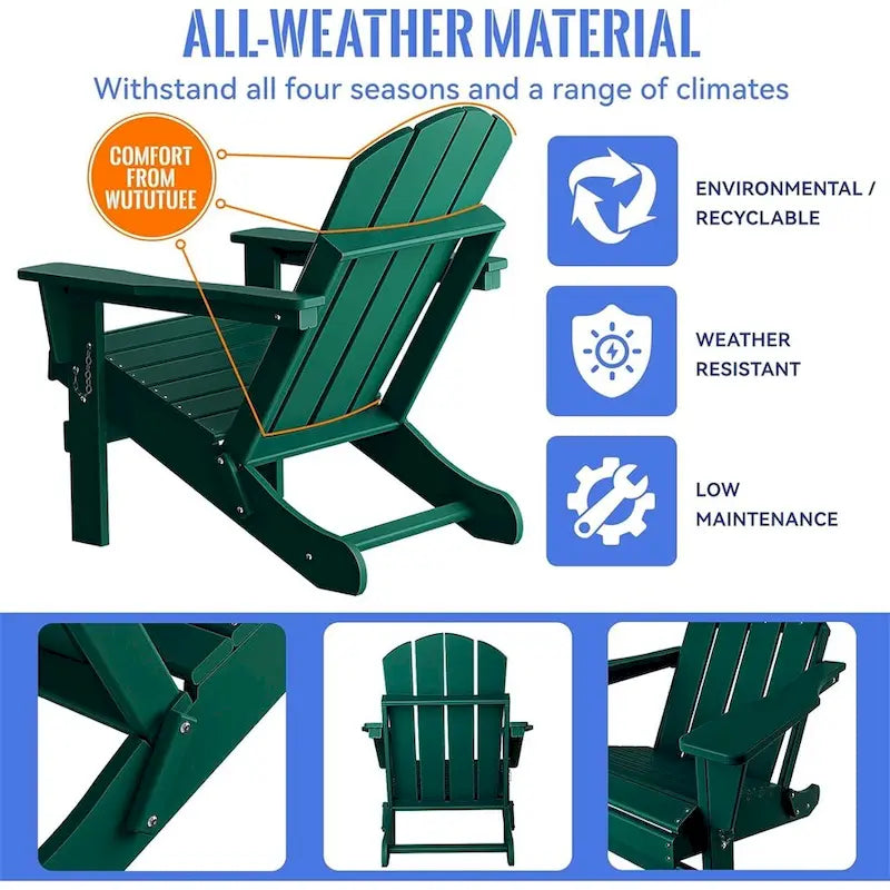 Sedia Adirondack Ergonomica Pieghevole con Gambe