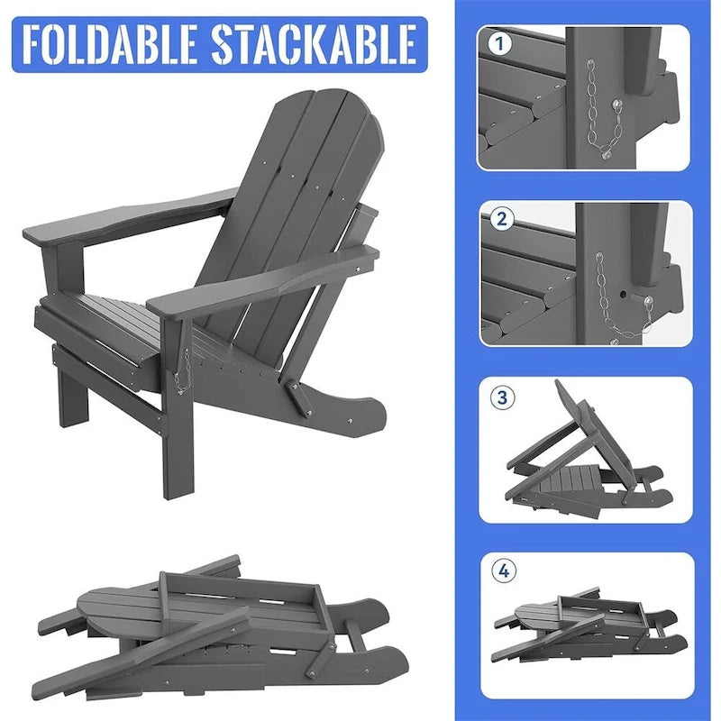 Sedia Adirondack Ergonomica Pieghevole con Gambe
