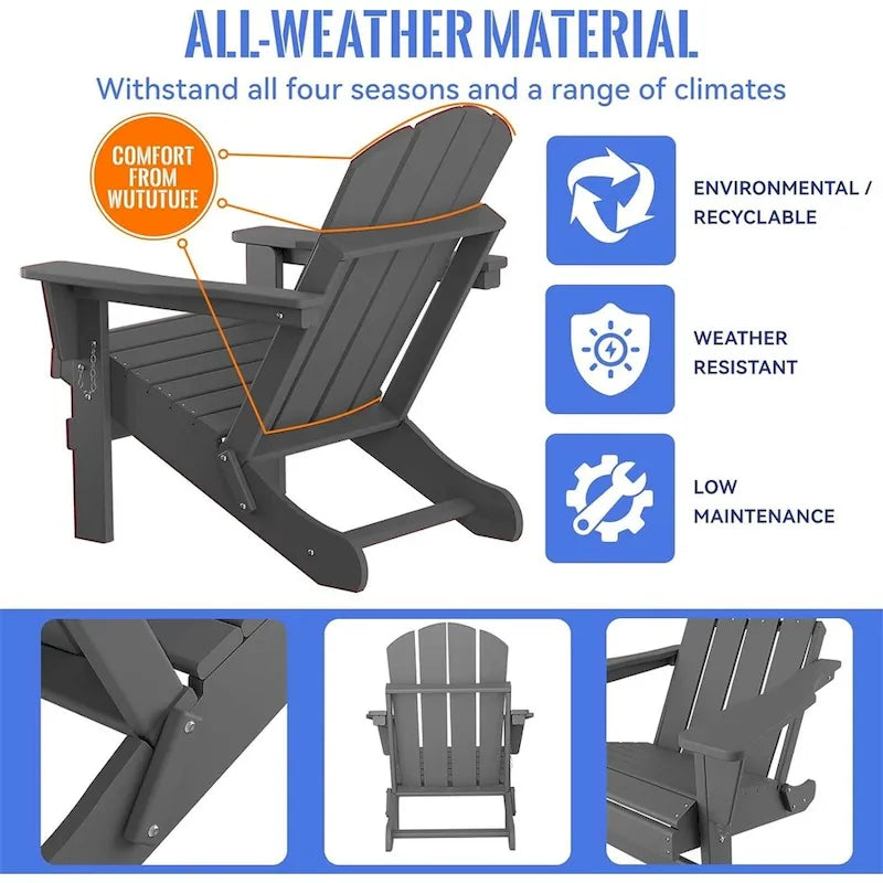 Sedia Adirondack Ergonomica Pieghevole con Gambe