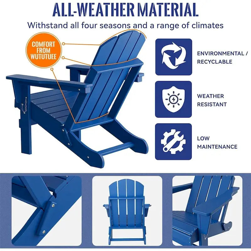 Sedia Adirondack Ergonomica Pieghevole con Gambe