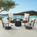 Set tavolo da fuoco in alluminio nero con quattro sedie club