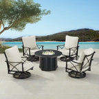 Set tavolo da fuoco in alluminio nero con quattro sedie club