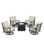 Set tavolo da fuoco in alluminio nero con quattro sedie club