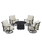 Set tavolo da fuoco in alluminio nero con quattro sedie club