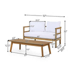 Set da Esterno Divanetto e Tavolino in Legno di Acacia con Cuscini, Teak e Bianco