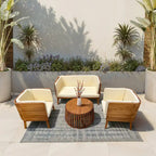 Set da Salotto Profondo LuXeo Olivia in Teak - 4 Posti