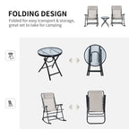 Ensemble de 3 chaises d'extérieur avec fauteuil à bascule pliant et table basse en verre