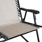 Ensemble de 3 chaises d'extérieur avec fauteuil à bascule pliant et table basse en verre
