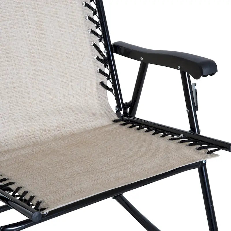 Ensemble de 3 chaises d'extérieur avec fauteuil à bascule pliant et table basse en verre