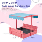 EROMMY Sabbiera per Bambini in Legno con Panchine Pieghevoli e Tettoia Regolabile, Rosa