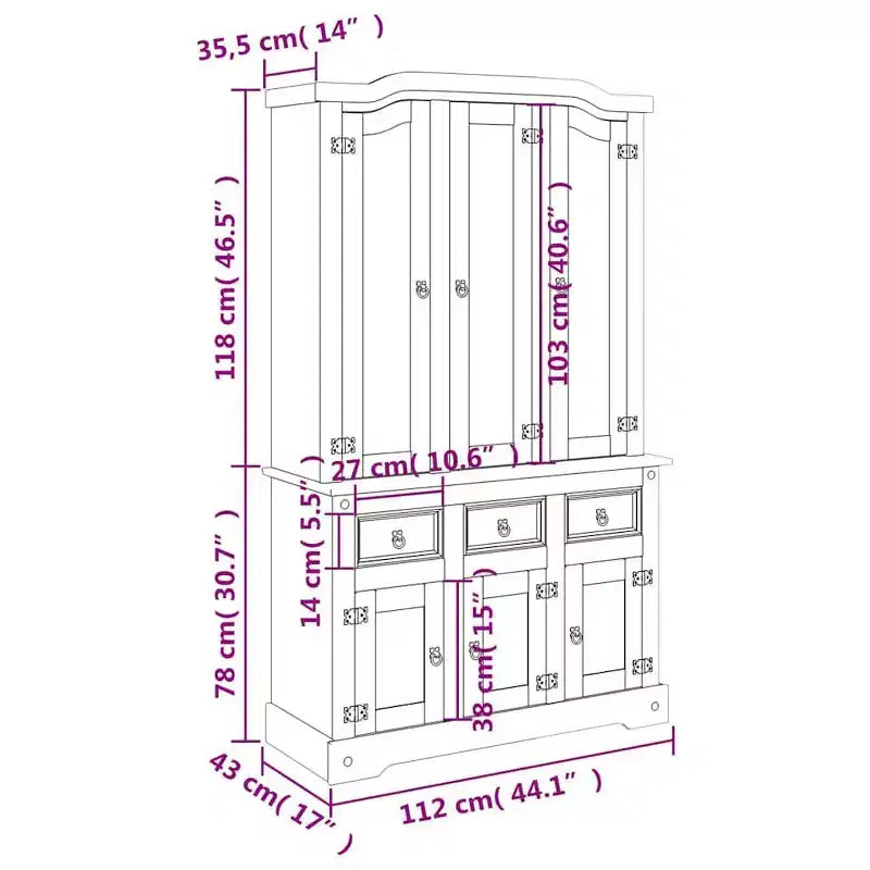 vidaXL Corona Credenza Alta