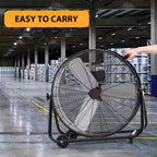 Ventilatore da Pavimento, Ventilatore Industriale - Ventilatore a Tamburo da 24 Pollici per Carichi Pesanti con 4 Velocità, Circolatore d'Aria in Metallo per Magazzino, Officina, Garage, Fabbrica, Cantina